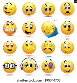 Vector set of smiley icons with different face expression