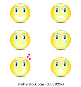 Vector set of smiley icons with different face expressions
