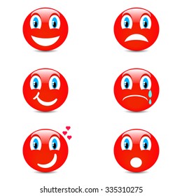 Vector set of smiley icons with different face expressions