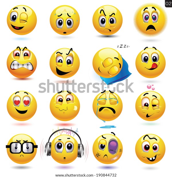 Vector Set Smiley Icons Different Face Stock Vector (Royalty Free ...