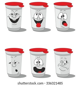 Vector. Set smiling plastic cups 