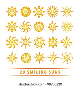 Vector set of smiling suns.