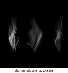Vector set of smoke. isolated on a black background