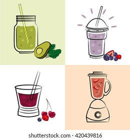 Vector set of smoothie icons.
