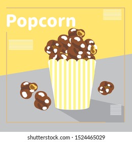 Vector set snack food chocolate popcorn poster.