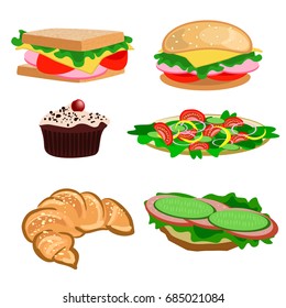 Vector set of snacks and desserts