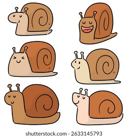vector set of snail cartoon
