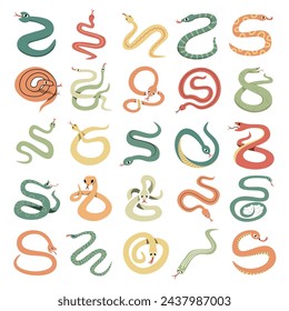 vector set of a snake illustration isolated on white background.