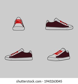 Vector set with sneakers, sports shoes. Isolated vector objects on a white background.