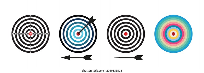 Vector set of sniping scopes, darts and targets.