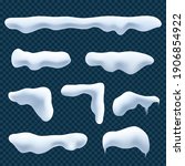 Vector set of snow caps isolated. Winter decorations. Seasonal elements for design. Vector realistic image.