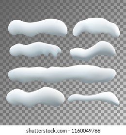 Vector set of snow caps isolated on transparent background.