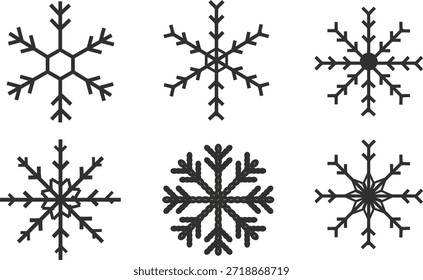 Vector set of snow flakes. Snowflakes icons. Snow flakes illustration.