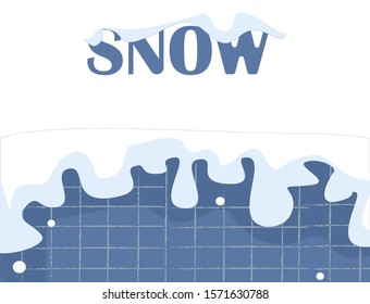 vector set of snowballs thrown into the fence.Christmas card with brick wall