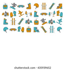 Vector set of snowboard and ski icons