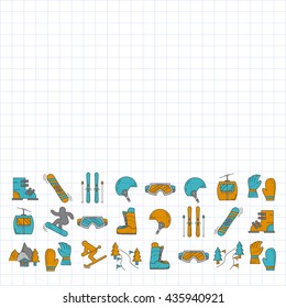 Vector set of snowboard and ski icons
