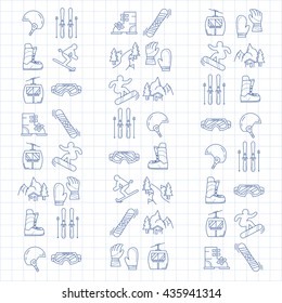 Vector set of snowboard and ski icons