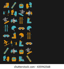 Vector set of snowboard and ski icons