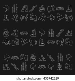 Vector set of snowboard and ski icons