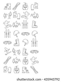 Vector set of snowboard and ski icons