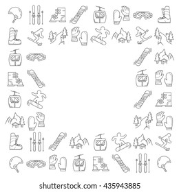 Vector set of snowboard and ski icons