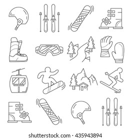 Vector set of snowboard and ski icons