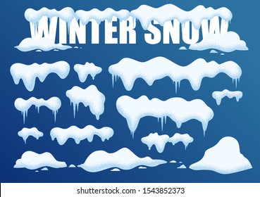 vector set of snowdrifts of snow on geometric shapes. winter abstract frame for text. design of holiday sales and discounts