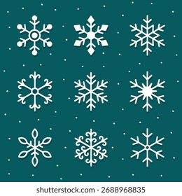 Vektorgrafik-Set von Schneeflocken-Icons Weihnachtselement