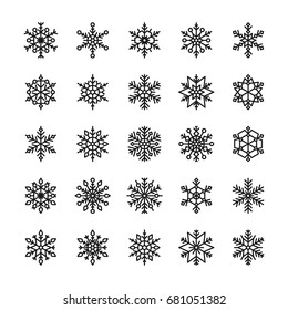 Vector set of snowflake icons. Winter design elements