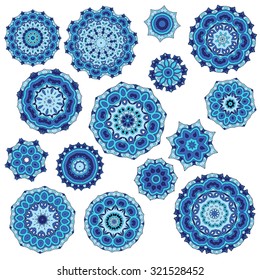 Vector set of snowflakes. Christmas decorative elements for winter design. 
