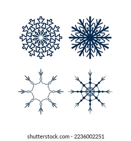 Vector conjunto de vectores de diseño de copos de nieve vectorial. Ilustración del vector