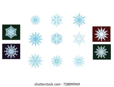 Vector set of snowflakes for holiday Christmas design.