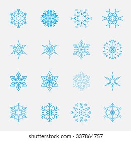 Vector set of snowflakes for holiday decorations