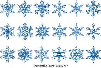 vector set of snowflakes on a white background