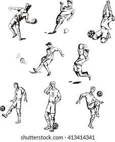 Vector set of soccer or football sportsmen players.