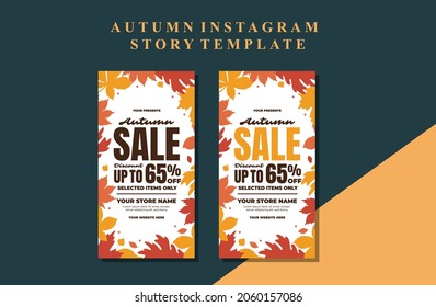 Vector Set Of Social Media Banners With Autumn Theme. Set Of Instagram Story, Post Frame Templates.