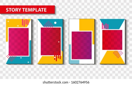 Vector set of social media history design templates, summer colors - background for banner, greeting cards, posters and advertising - summer concept