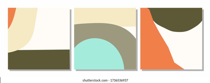 Conjunto de vectores de plantillas de publicación de medios sociales con composición de formas orgánicas abstractas en collage contemporáneo estilo mínimo para tu decoración