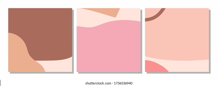 Vector set of social media post templates with abstract organic shapes composition in contemporary collage minimal style for your decoration