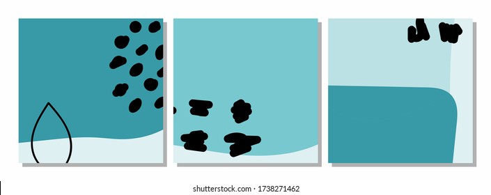 Conjunto de vectores de plantillas de publicación de medios sociales con composición de formas orgánicas abstractas en collage contemporáneo estilo mínimo para tu decoración