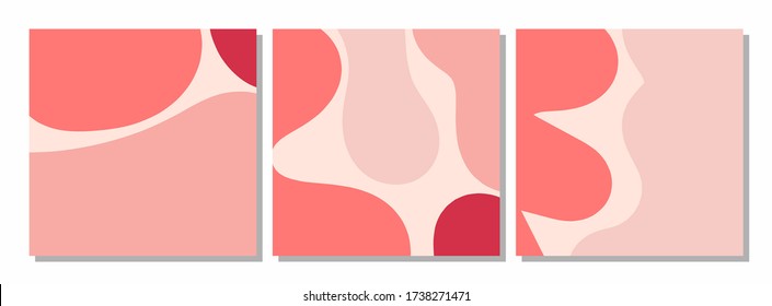Conjunto de vectores de plantillas de publicación de medios sociales con composición de formas orgánicas abstractas en collage contemporáneo estilo mínimo para tu decoración