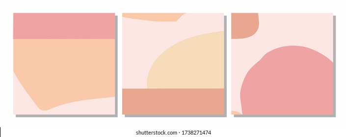 Vector set of social media post templates with abstract organic shapes composition in contemporary collage minimal style for your decoration