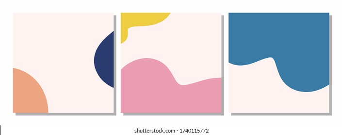 Conjunto de vectores de plantillas de publicación de medios sociales con composición de formas orgánicas abstractas en collage contemporáneo estilo mínimo para tu decoración