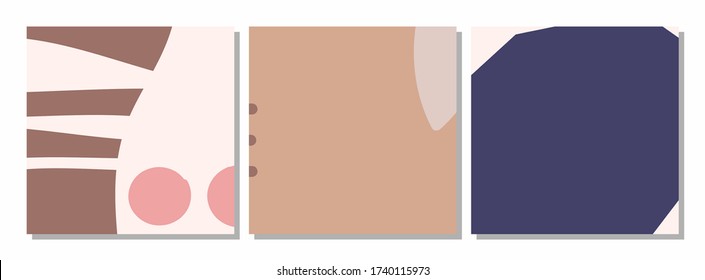 Vector set of social media post templates with abstract organic shapes composition in contemporary collage minimal style for your decoration
