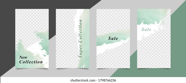 Vector set of social media post template design in horizontal background. Editable clean and fresh watercolor design. Great for sales and marketing discount promotional banner project.