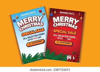 vector set of social media post, story, poster and banner sale Merry Christmas and happy new Year celebration. end year sale flyer or story template