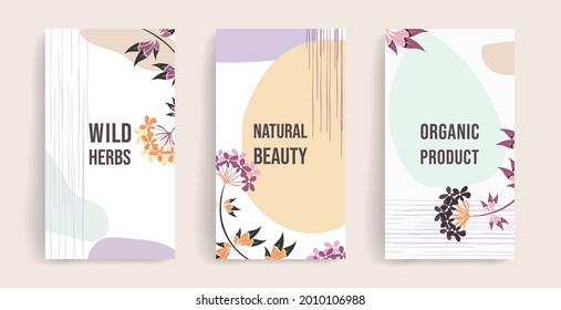 Vector set for social media posts, stories, banners, mobile apps, online ads, postcards and greetings. Design template with copy space for text. Fashionable design concept. Warm, pastel colors