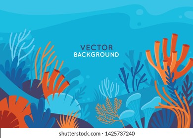 Vector set of social media stories design templates, backgrounds with copy space for text - background with underwater scene and nature - marine life - for banners, greeting cards, posters 