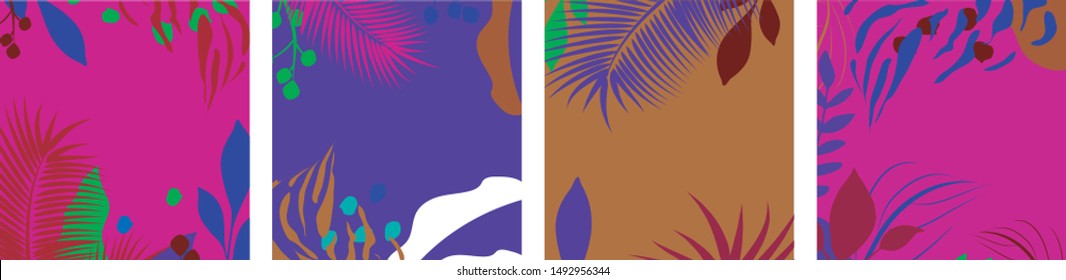 Vector set of social media stories design templates, backgrounds with  space for text ,mountain landscape with houses and trees ,summer backgrounds for banners, greeting cards, posters ,ets