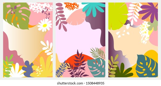 Vector set of social media stories design templates, backgrounds with copy space for text, landscape, background for banner, greeting card, poster and advertising, concept
